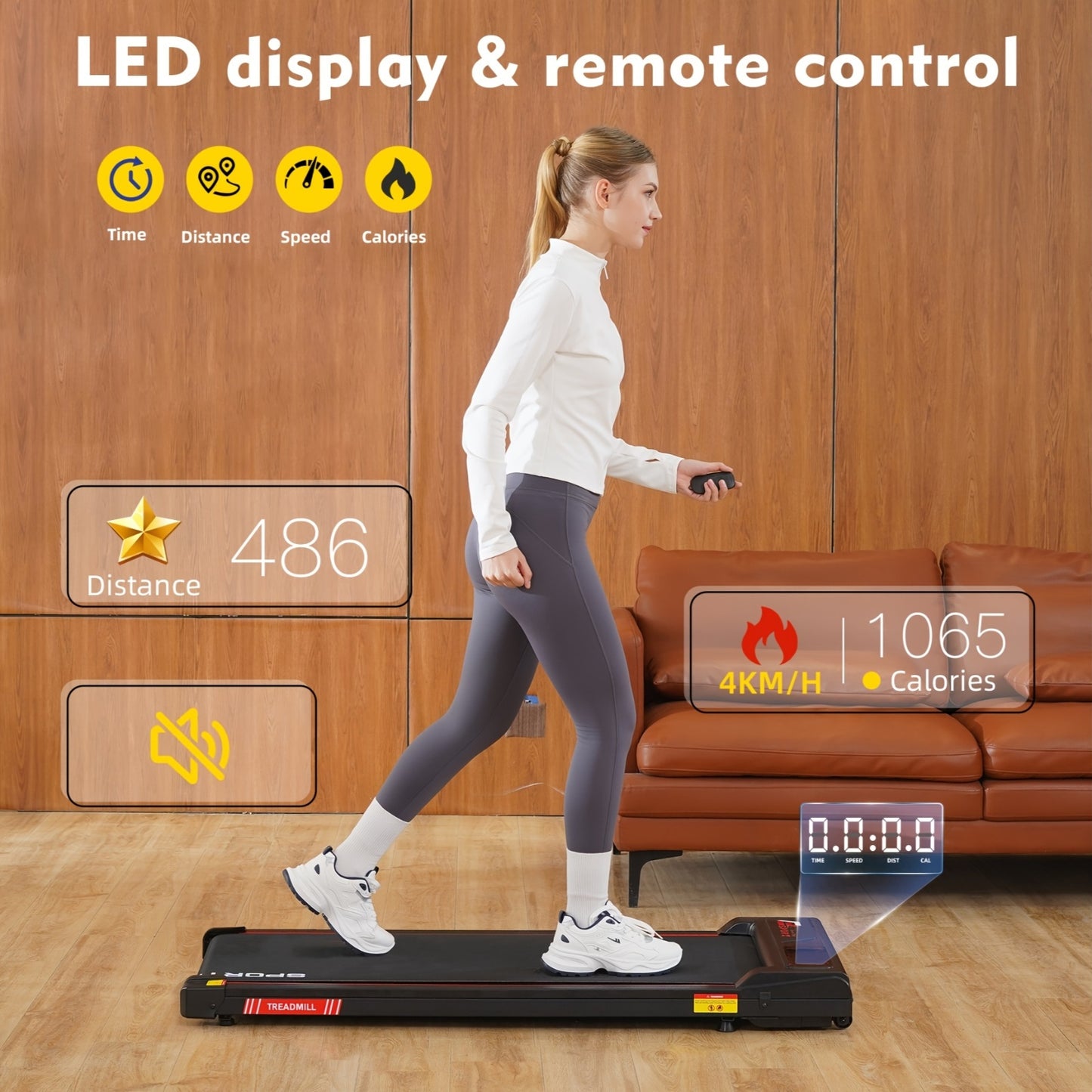 Elektrische Loopband – Fitnessapparaat – Hardloopmachine – Wandelband – Joggingband – Draagkracht 110 kg – Stille 440W Motor