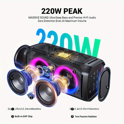 Bluetooth Speaker – Draadloze Speaker – Party Speaker – Boombox – Portable Speaker – 240W Max Vermogen – Waterbestendig IPX6 Met RGB Verlichting
