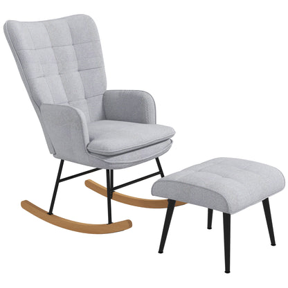 Draaifauteuil – Draaistoel – Fauteuil – Relaxstoel – Loungestoel – Lichtgrijs – Beukenhouten Onderstel – Gestoffeerd Met Quiltpatroon – 64x89x90 cm