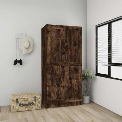 Kledingkast – Garderobekast – Opbergkast – Slaapkamerkast – Rook Eiken – Wandmontage – Hoogwaardig Hout – Compact Ontwerp 82,5x51,5x180 cm