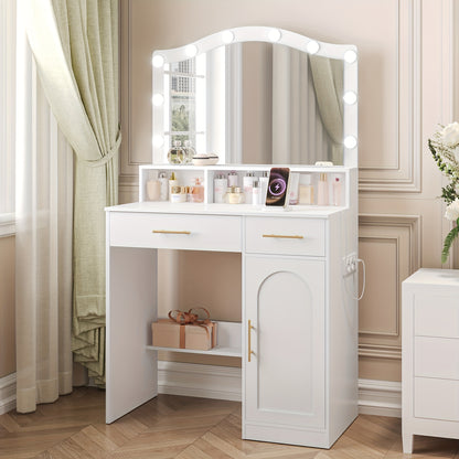 Make-up Tafel – Kaptafel – Schminktafel – Dressing Table – Toilette Tafel – Groot HD Spiegel – 3-Kleurige Instelbare LED-Verlichting