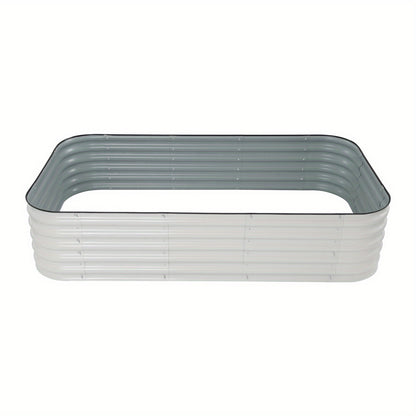 Hoogtebak – Verhoogd Plantenbed – Moestuinbak – Kruidenbak – Bloembak – Wit Metaal – 240x60x43 cm – Duurzaam & Veilig Met Beschermstrips