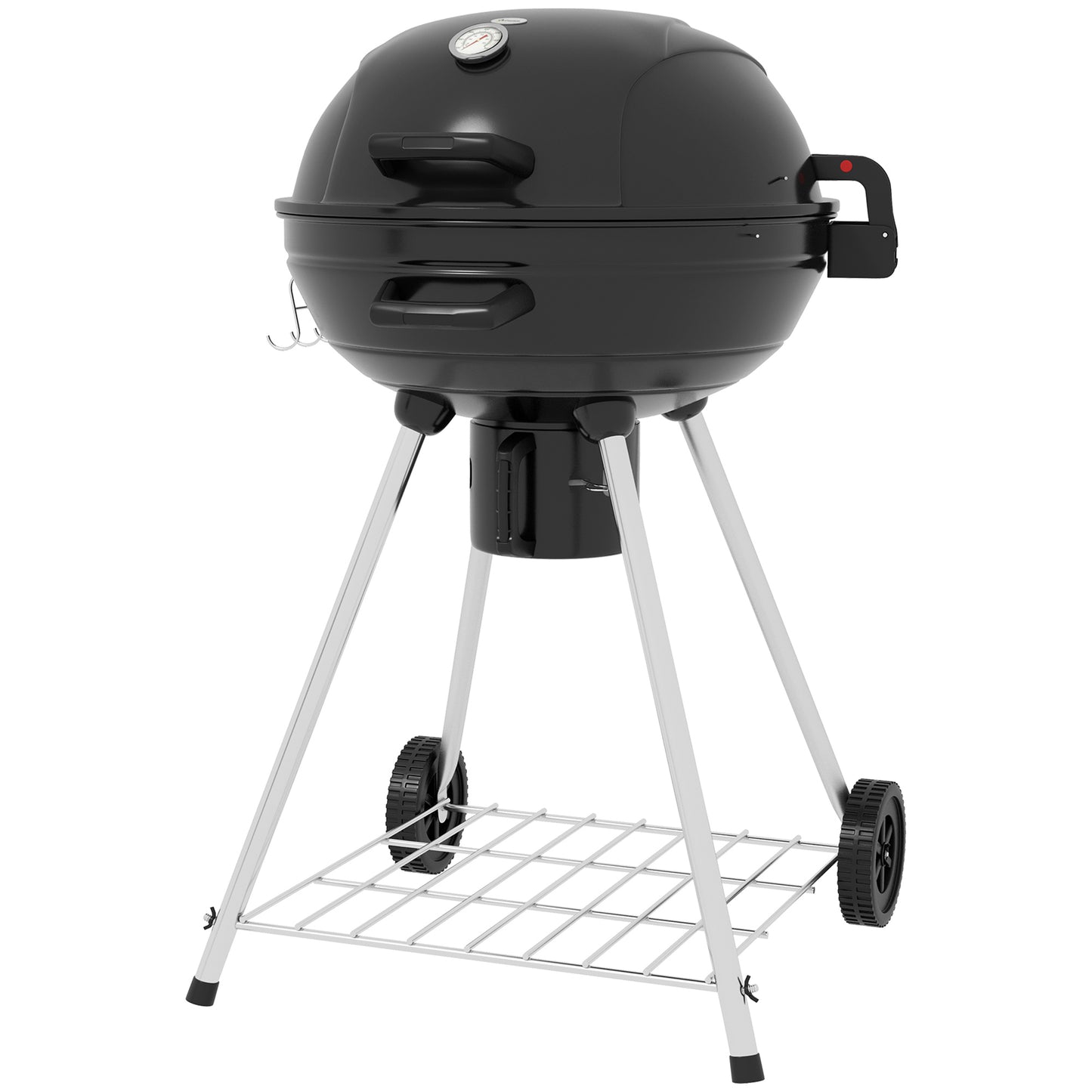 Bol Grill – Houtskoolbarbecue – BBQ Oven – Buitenkeuken – Ronde Barbecue – 54 cm Grilloppervlak – Ingebouwde Thermometer & Uitneembare Aslade – Zwart