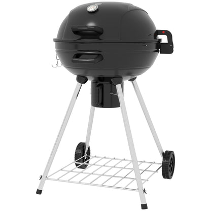 Bol Grill – Houtskoolbarbecue – BBQ Oven – Buitenkeuken – Ronde Barbecue – 54 cm Grilloppervlak – Ingebouwde Thermometer & Uitneembare Aslade – Zwart