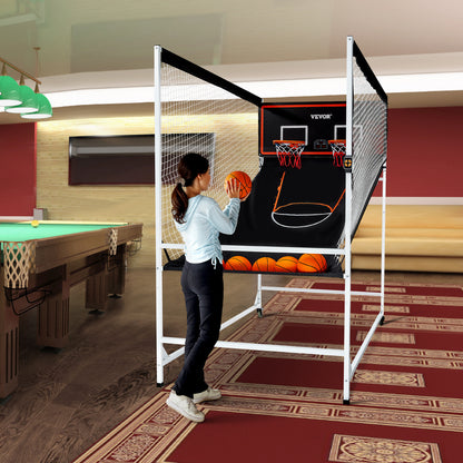Basketbalspel – Basketbalgame – Indoor Basketbal – Arcade Spel – Dubbele Hoepel – 8-in-1 Spelmodi – Stevig Stalen Frame – Elektronisch Scorebord