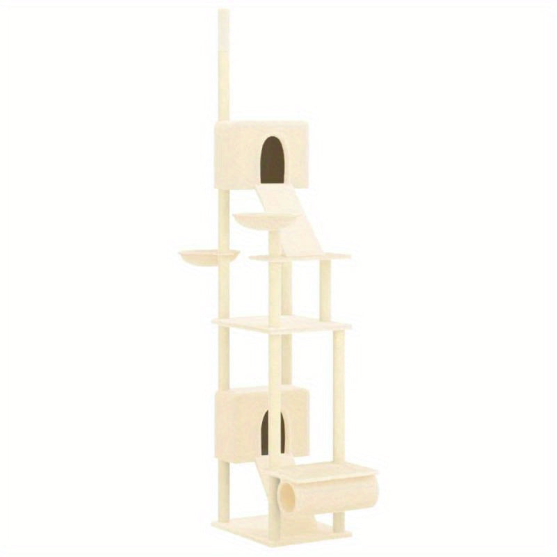 Krabpaal – Kattenkrabpaal – Kattenboom – Krabmeubel – Kattenhuis – Verstelbaar 277-303 cm – Stevig Karton – Multi-level Activiteitencentrum