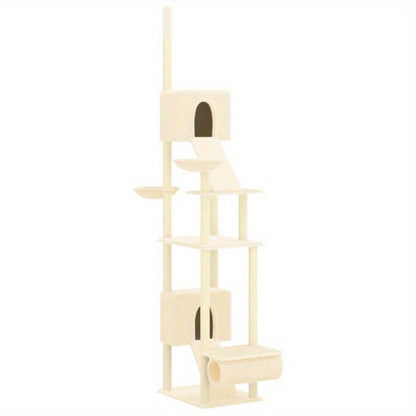 Krabpaal – Kattenkrabpaal – Kattenboom – Krabmeubel – Kattenhuis – Verstelbaar 277-303 cm – Stevig Karton – Multi-level Activiteitencentrum