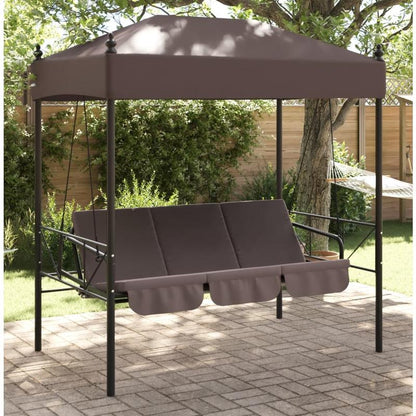 Hollywood Schommelstoel – Schommelstoel Met Kap – Loungestoel Buiten – Hangstoel Tuin – Patio Stoel Bruin – Stevig Stalen Frame – Weerbestendig Met Kussen