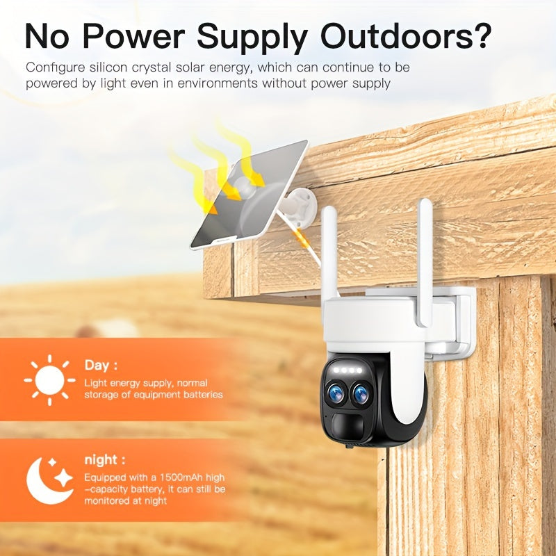 Beveiligingscamera – Camerabewaking – Buitencamera – Bewakingscamera – IP-camera – 2K Resolutie – Zonnepaneel Met PTZ Dual Lens