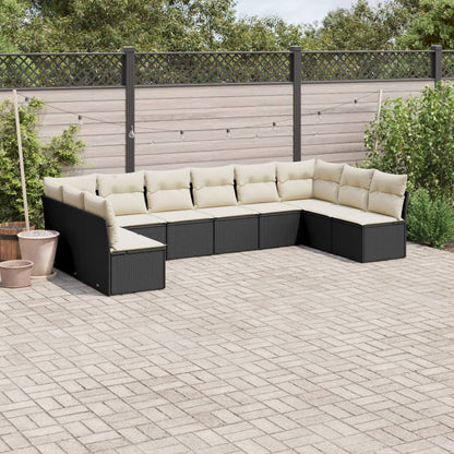 Loungeset – Loungesets – Tuinset – Tuinmeubel – Buitenmeubel – Modulair ontwerp – Weerbestendig PE-rattan – Afneembare wasbare kussenhoezen – Waterdichte opbergruimte – Zwart & crème – Zonder tafel