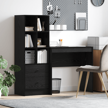 Desk with Storage Space 2pcs Black Oak 80 X 40 X 76Cm Sleek Exterior, Ample Storage Space, Sturdy And Smooth, Featuring a Minimalist And Functional Design.