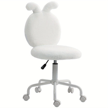 Bureaustoel – Draaistoel – Kantoorstoel – Office Chair – Werkstoel – Verstelbare Hoogte – Hardhouten Frame – Pluche Kussens – Zachte Schuimvulling – Vijfwielige Basis – Ergonomische Arm- en Rugleuning – Wit