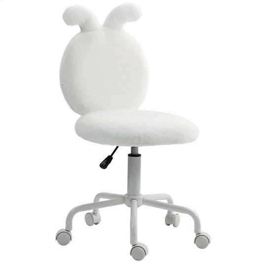 Bureaustoel – Draaistoel – Kantoorstoel – Office Chair – Werkstoel – Verstelbare Hoogte – Hardhouten Frame – Pluche Kussens – Zachte Schuimvulling – Vijfwielige Basis – Ergonomische Arm- en Rugleuning – Wit