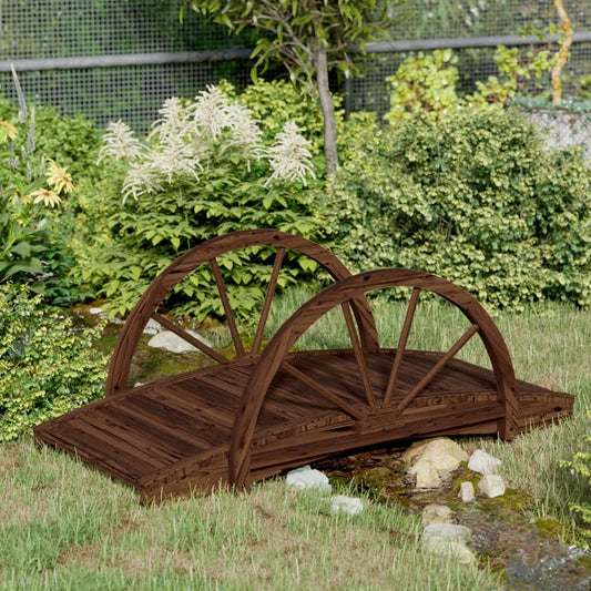 Tuinbrug – Houten Brug – Sierbrug – Tuinpad Brug – Wandelbrug – Massief Vurenhout – 99x50x38 cm – Weerbestendig