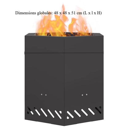 Zwarte Buitenfornuis – Vuurschaal – Houtkachel – Kampvuurplek – Outdoor Firepit – Compact 48x48 cm – Stevig Metalen Design