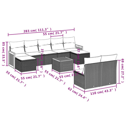 Loungeset – Loungesets – Tuinset – Loungemoebel – Buitenmeubels – Weerbestendig PE-Rattan – Opbergruimte Met Waterdichte Tas – Beige en Grijs Met Tafel
