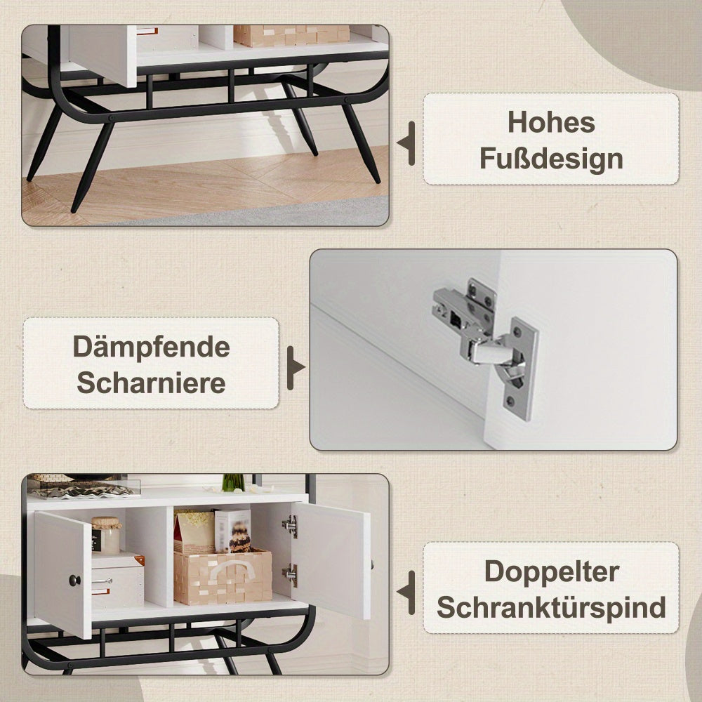 Metalen Kast – Opbergkast – Wandkast – Boekenkast – Archiefkast – Zwart-Wit – Stabiel Metalen Frame – 3 Verstelbare Planken