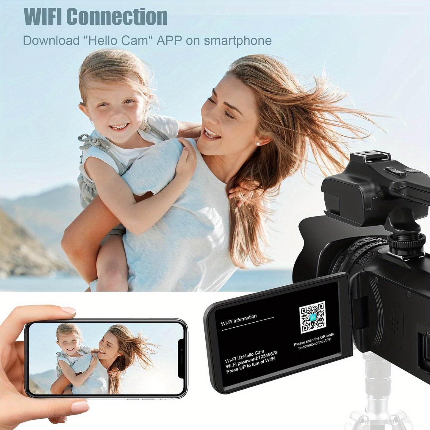6K Camcorder – Videocamera – Filmcamera – Digitale Camera – Vlogcamera – 64MP Foto’s – 18x Digitale Zoom – 10,16 cm Touchscreen – Lange Batterijduur – Wifi Connectiviteit