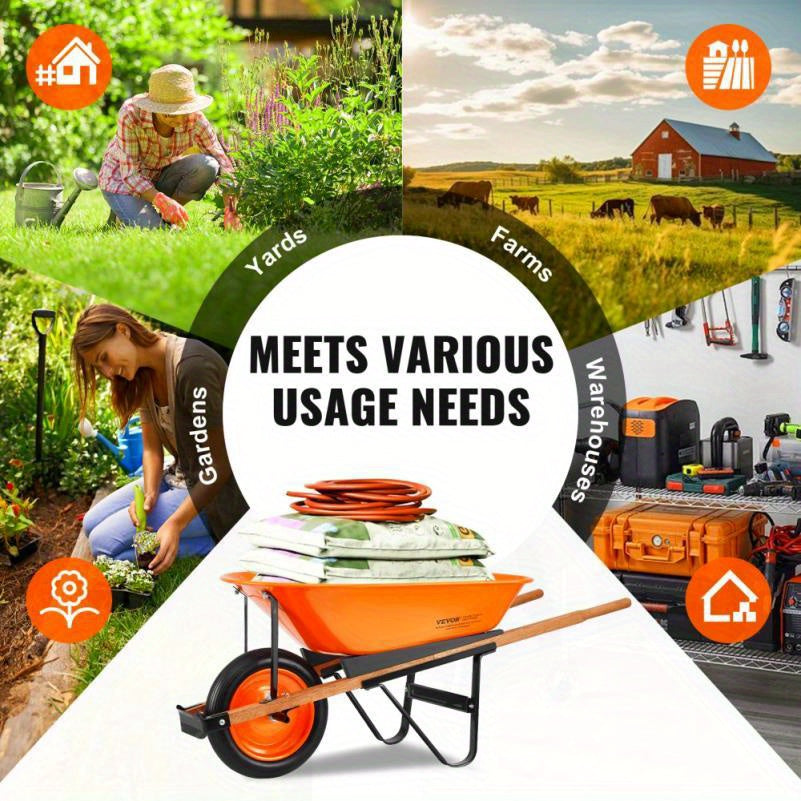 Kruiwagen – Tuinkar – Tuinkarretje – Bouwkruiwagen – Transportkar – Eénwielige Constructie – Hoge Draagkracht 150 kg