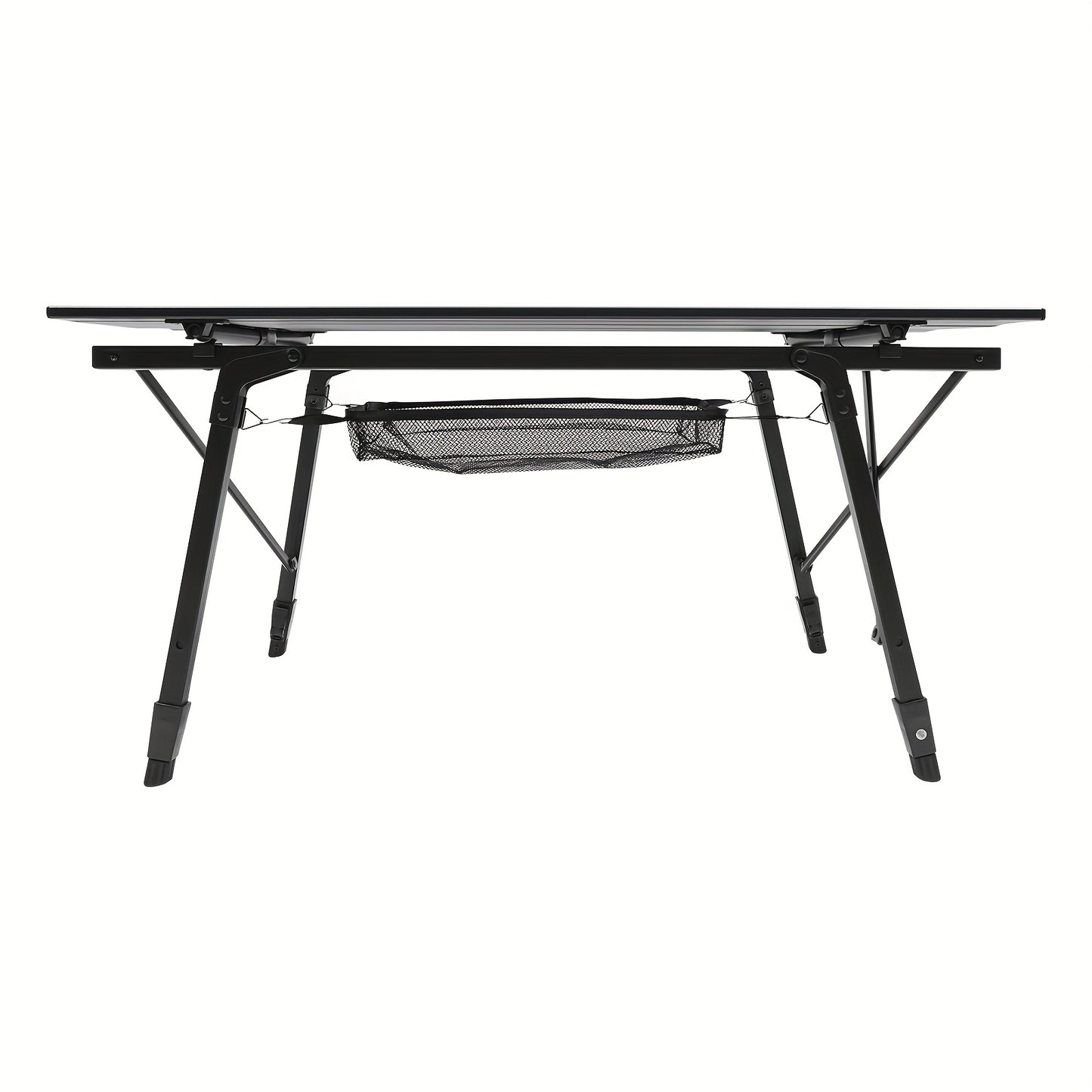 35.4*20*17.7 -25.6 Inch Folding Camping Table Aluminum Barbecue Table + Mesh Pocket For Camping, Fishing, Picnic, Barbecue, Party, Total Load Capacity 30.0 KG