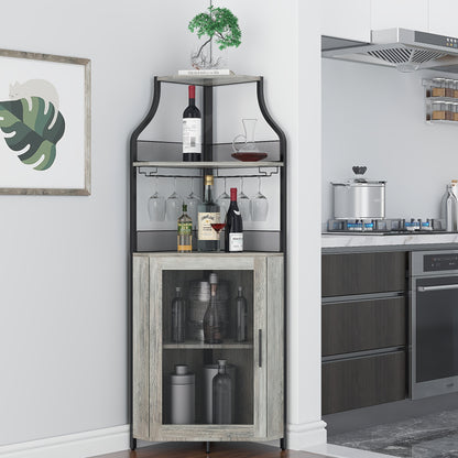 Barkast – Wijnkast – Drankkast – Buffetkast – Opbergkast – Hoekmodel – Compact 74 cm Hoog – Afneembaar Rek Met Gaasdeur