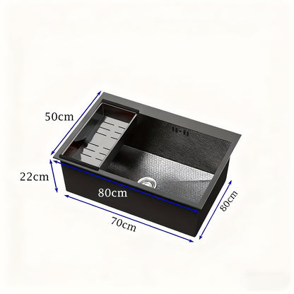 Black stainless steel sink, kitchen sink with drain basket and soap dispenser, stainless steel sink suitable for bathrooms, laundry rooms, restaurants, drop-in sink with drain kit, Drop-In Sink Application, Laundry Room Utili