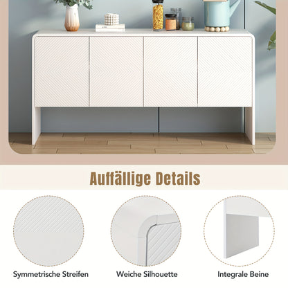 Sideboard, Sideboard, Minimalist Style Large Storage Sideboard with 4 Doors for Living Room And Entrance Area, 152.5*40*76.5 Cm, White