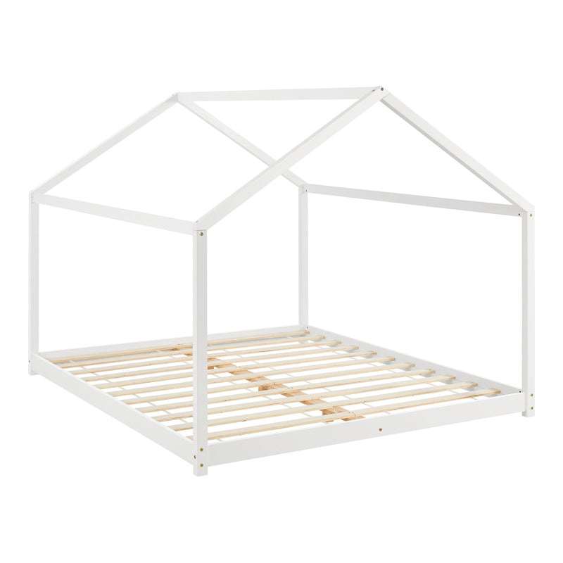Huisbed Kinderbed – Bedhuisje – Speelbed – Juniorbed – Houten Bed – 140x200 cm – Massief Grenenhout – Mat Wit Design