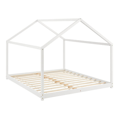 Houten Huisbed – Kinderbed – Bedhuis – Speelbed – Bedhuisje – 120 x 200 cm – Grenenhout Wit – Eenvoudige Montage – Veilig & Knus