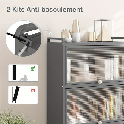 Keukentrolley – Opbergkast – Serveerwagen – Keukenkast – Trolley – 5 Lagen – 360° Zwenkwieltjes – Anti-Kantel Kits – Wit – Met Kunststof Deuren