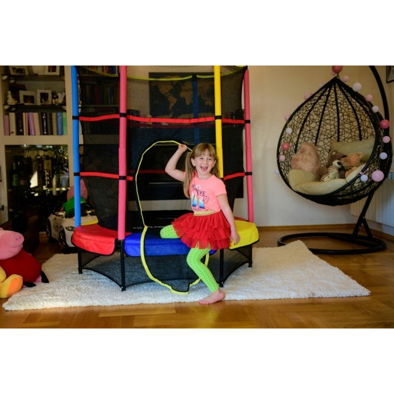 Trampoline – Kindertrampoline – Springkussen – Minitrampoline – Indoor Trampoline – Ø 140 cm – Veiligheidsnet 125 cm – UV-bestendig Mat