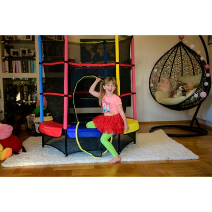 Trampoline – Kindertrampoline – Springkussen – Minitrampoline – Indoor Trampoline – Ø 140 cm – Veiligheidsnet 125 cm – UV-bestendig Mat