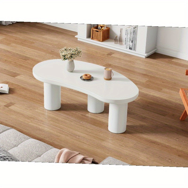 Salontafel – Koffietafel – Bijzettafel – Livingtafel – Woonkamertafel – Halve Maan Vorm – PVC Voet Met Vilten Onderlaag – 107x57x40,5 cm