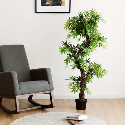 Kunstplant Bonsai – Kunstplant Boompje – Nepplant – Kunstplant Voor Binnen – Kunstplant Groen – 152 cm Hoog – PVC Bladeren Met Cement Pot