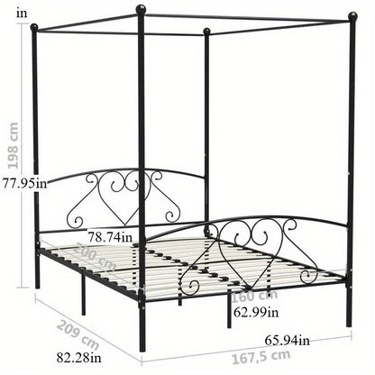 Ledikant – Babybed – Kinderbed – Meegroeibed – Peuterbed – Zwart Metaal – 160x200 cm – Stevig & Tijdloos Design