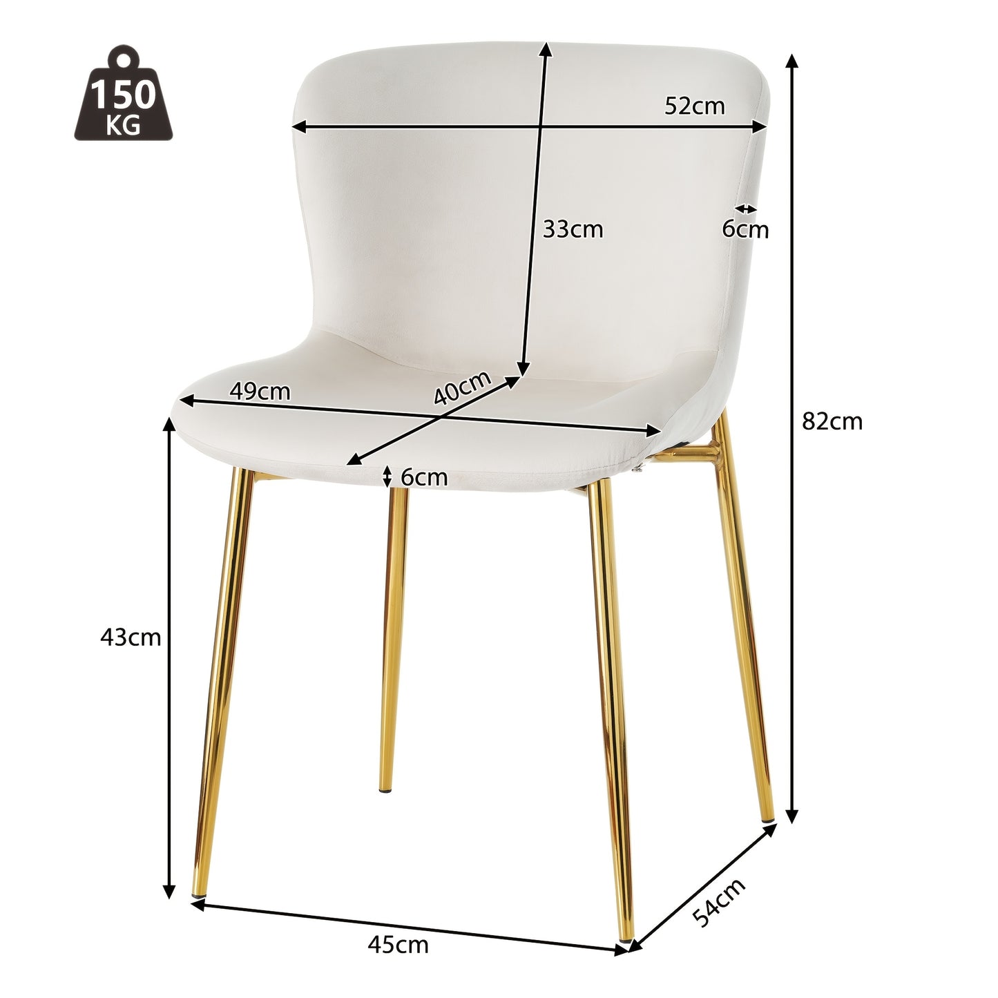 Eetkamerstoel – Stoel – Kuipstoel – Draaistoel – Eetkamerstoelen – Set van 4 – Beige Kussens – Stevig Metalen Frame – Ergonomisch Design