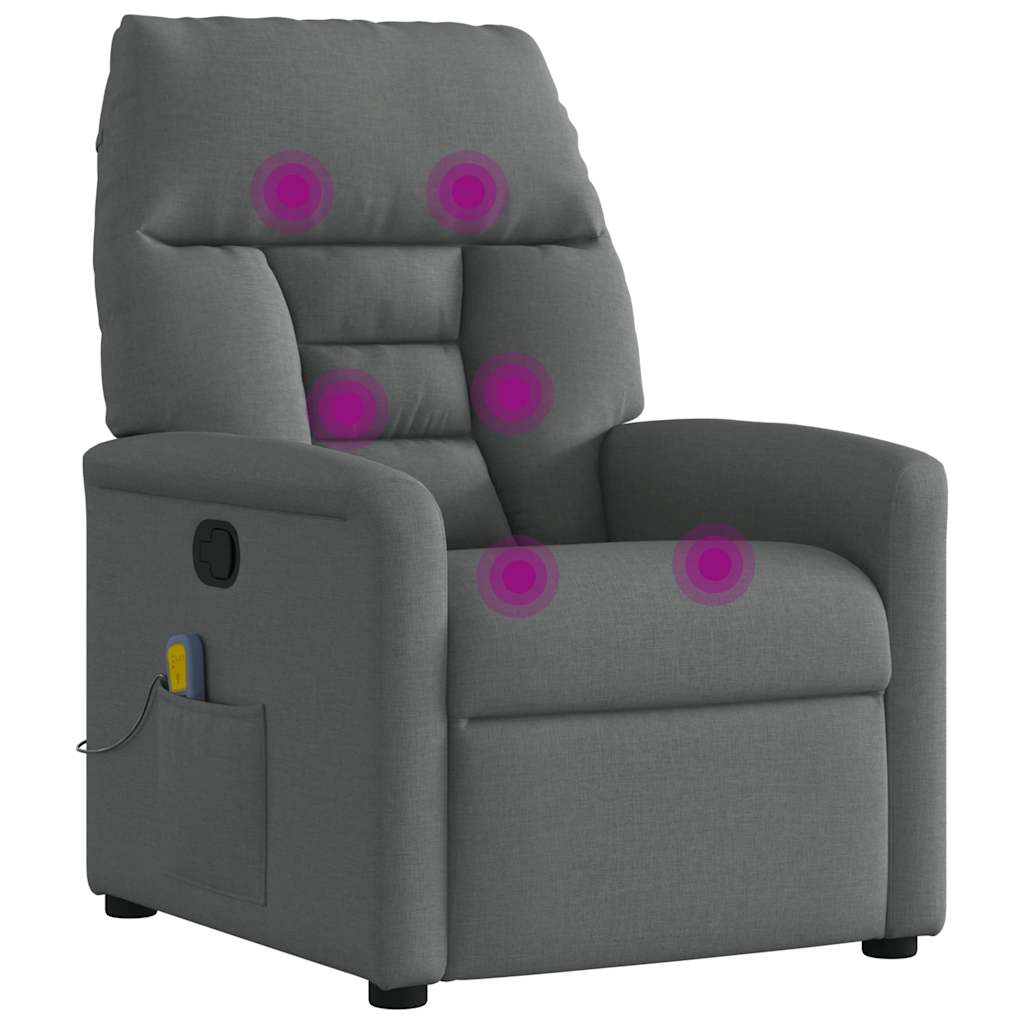 Massagestoel Verstelbaar – Relaxstoel – Luxe Massagestoel – Stoffen Stoel – Donkergrijs – 6-Punts Vibratiemassage – Handmatig Verstelbaar Tot 135°
