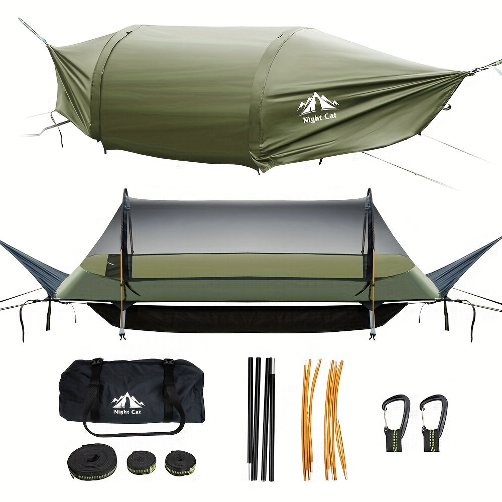 Hangmat – Hangmat Tent – Kampeerhangmat – Backpacking Hangmat – Lichtgewicht – Plat Liggen – Muskietennet – Met Opbergruimte – 200 kg Draagkracht – Duurzaam Nylon