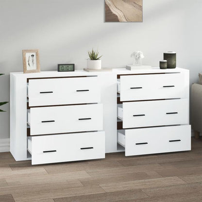 Dressoir – Kast – Opbergkast – Ladekast – Commode – Set Van 2 – Wit Bewerkt Hout – Stijlvol En Praktisch
