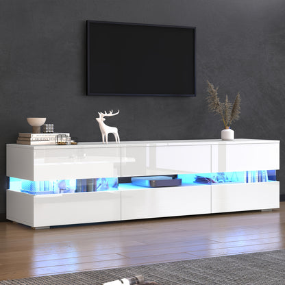 Tv-meubel – TV Kast – TV Meubel – TV Dressoir – Hoogglans Meubel – Wit Hoogglans – Geschikt Tot 70 Inch – Acrylglas Push-Open Systeem