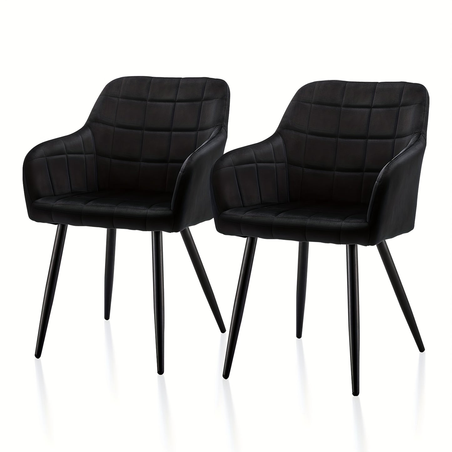 Eetkamerstoelen – Stoelen – Dining Chairs – Armstoel – Velvet Stoelen – Zwarte Set van 2 – Memory Foam Comfort – Metalen Frame