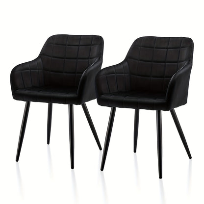 Eetkamerstoelen – Stoelen – Dining Chairs – Armstoel – Velvet Stoelen – Zwarte Set van 2 – Memory Foam Comfort – Metalen Frame