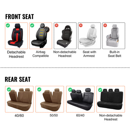 Universele Autostoelhoezen – Zittinghoezen – Stoelhoezen – Beschermhoezen – Autostoelbekleding – Grijs Kunstleer – Airbag Compatibel – Ademend & Waterafstotend
