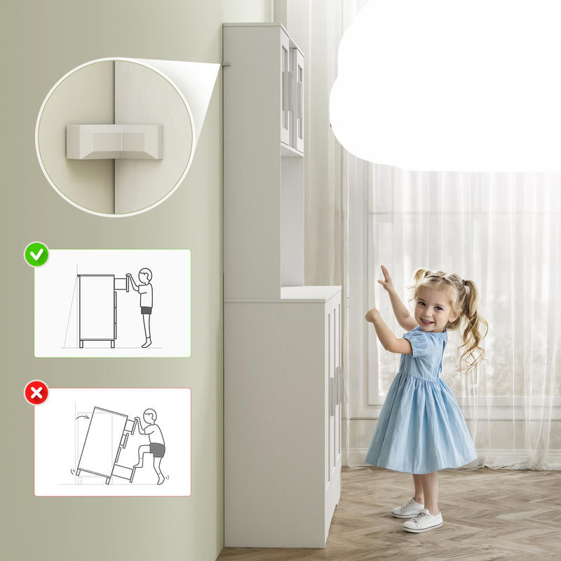 Keukenkast – Keukenmeubel – Opbergkast – Buffetkast – Keukenonderkast – Scandinavisch Design – 4 Glazen Deuren – Verstelbare Legplanken – Wit MDF & Spaanplaat – Duurzaam & Strak