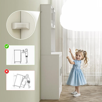 Keukenkast – Keukenmeubel – Opbergkast – Buffetkast – Keukenonderkast – Scandinavisch Design – 4 Glazen Deuren – Verstelbare Legplanken – Wit MDF & Spaanplaat – Duurzaam & Strak