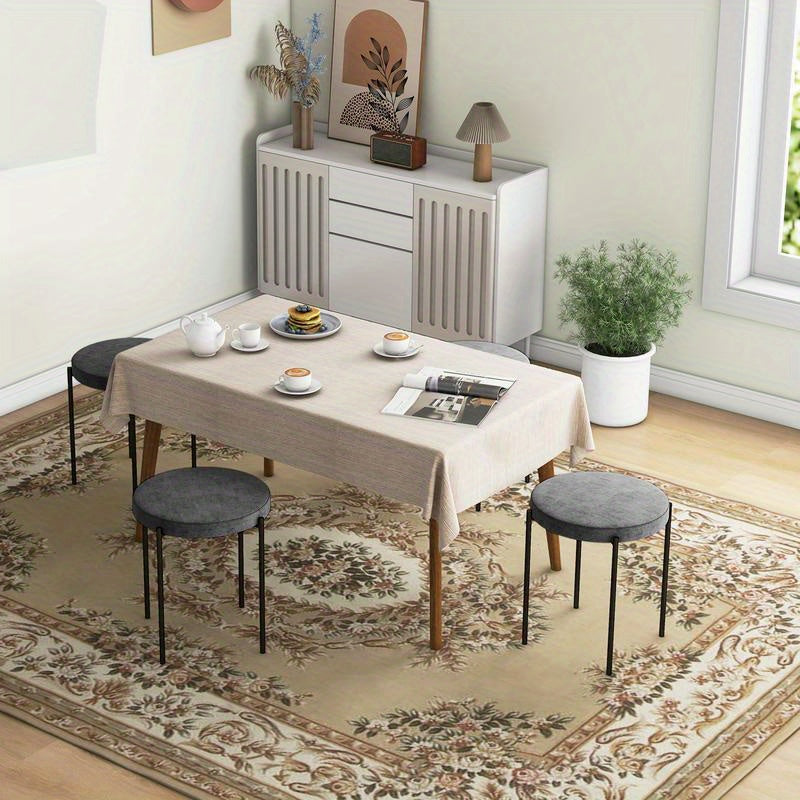 Küchenhocker 4-Er Set, Stapelbar, Samtoptik, Bis 100Kg, Stahlrahmen, 41.5 X 41.5 X 46 Cm, Dunkelgrau, Freizeitstuhl, Bequeme Wohnzimmermöbel, Multifunktionaler Sitz, Geeignet Für Wohnzimmer, Schlafzimmer, Esszimmer, Flur,