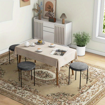 Küchenhocker 4-Er Set, Stapelbar, Samtoptik, Bis 100Kg, Stahlrahmen, 41.5 X 41.5 X 46 Cm, Dunkelgrau, Freizeitstuhl, Bequeme Wohnzimmermöbel, Multifunktionaler Sitz, Geeignet Für Wohnzimmer, Schlafzimmer, Esszimmer, Flur,