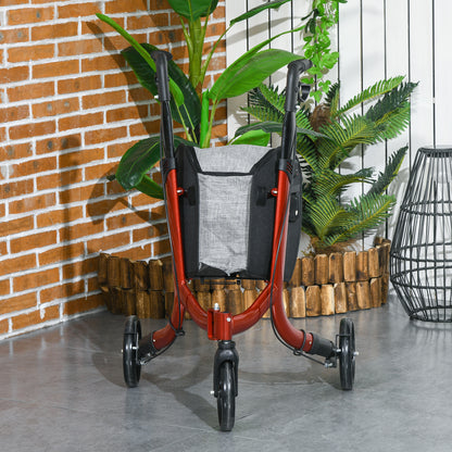 3-wiel rollator – wandelwagen – loophulp – rollator met remmen – inklapbare rollator – verstelbare hoogte 86,5-99 cm – lichtgewicht aluminium frame – met opbergtas – rood