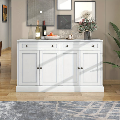 Ladekast – Opbergkast – Dressoir – Buffetkast – Woonkamerkast – Wit – 150 x 40 x 86 cm – Duurzaam Bamboe – Veel Opbergruimte