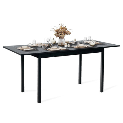 Uitbreidbare Eettafel – Tafel – Eetkamertafel – Uitschuifbare Tafel – Keukentafel – Industrieel Design – Voor 4-6 Personen – Zwart Stalen Frame – Water- en Krasbestendig MDF Blad